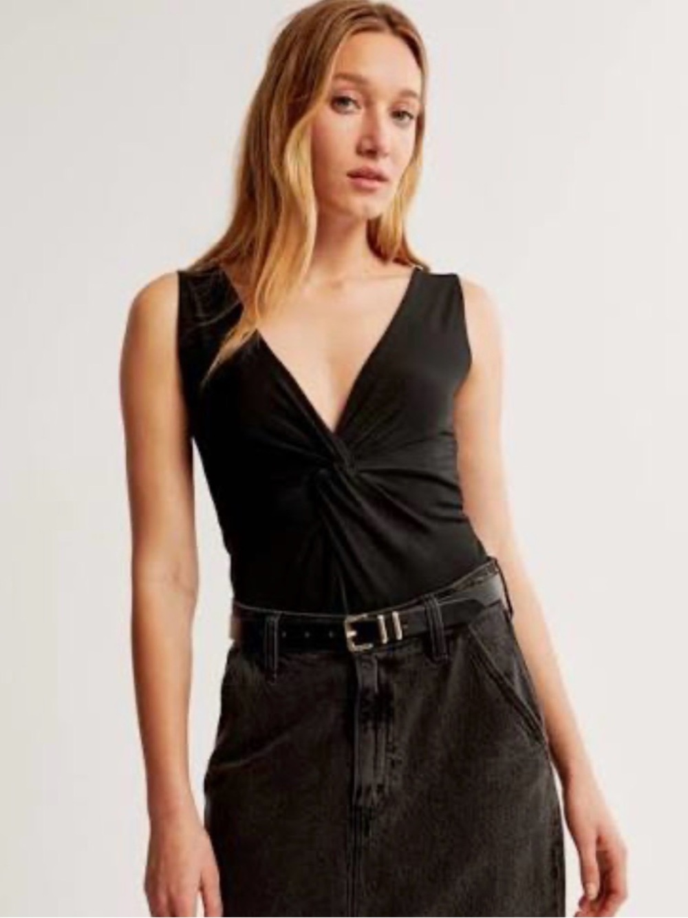 A&F Black Plunge Twist Bodysuit